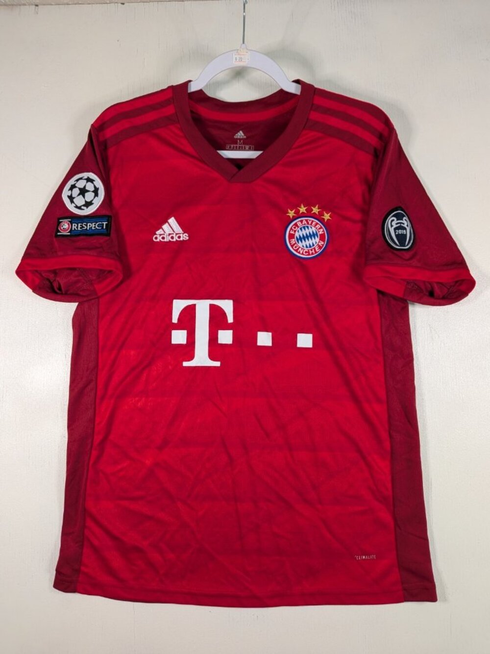 Bayern Munich 2019-20 Home Jersey Adidas Champions League Patch Sz M